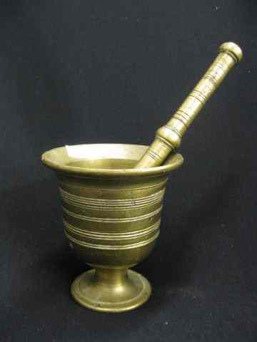 Appraisal: Brass Mortar Pestle th century '' morter '' pestle