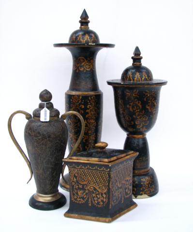 Appraisal: Group of Decorator Accessories including '' and '' lidded urns