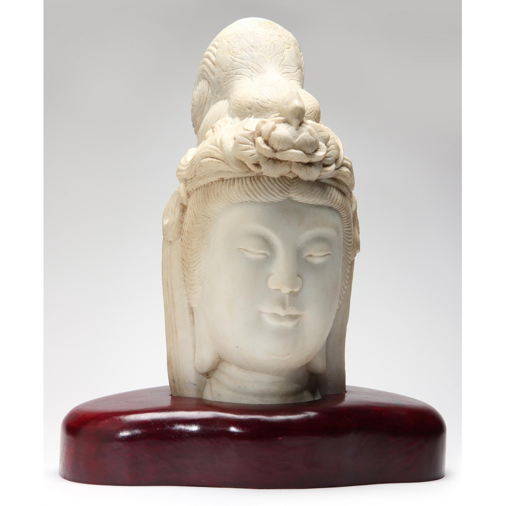 Appraisal: Marble Head of Guanyin likely th century presented atop a