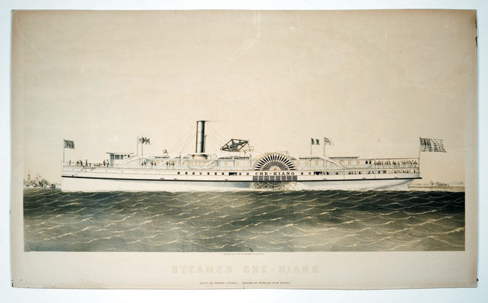 Appraisal: STEAMER CHE-KIANG Giant-folio handcolored lithograph by Endicott and Company signed