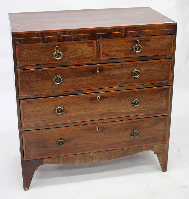 Appraisal: AN EDWARDIAN MAHOGANY AND STAINED PINE CHEST OF TWO SHORT