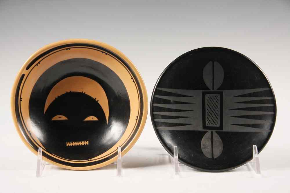 Appraisal: NATIVE AMERICAN POTTERY DISHES - Including Black on black Deer