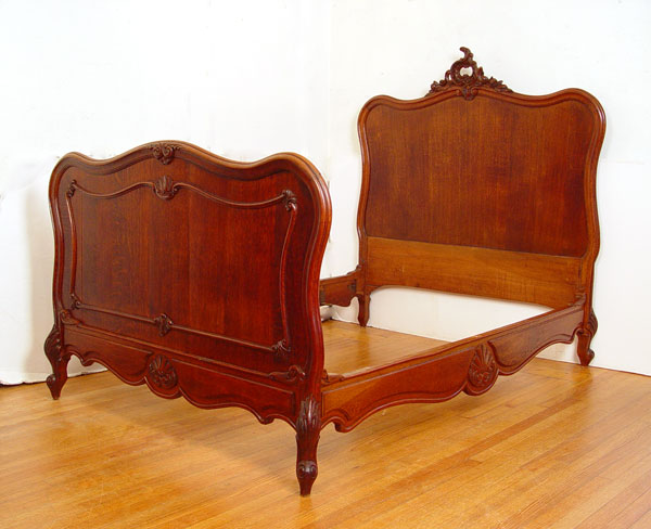 Appraisal: TURN OF THE CENTURY COUNTRY FRENCH CARVED OAK BED Double