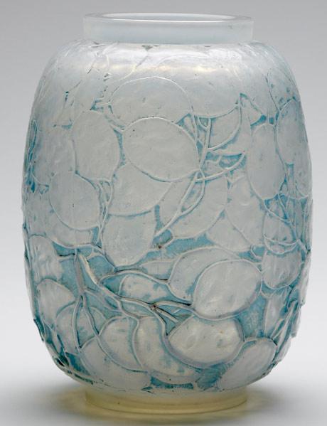 Appraisal: RENE LALIQUE Vase Monnaie du Pape cased opalescent with bluish