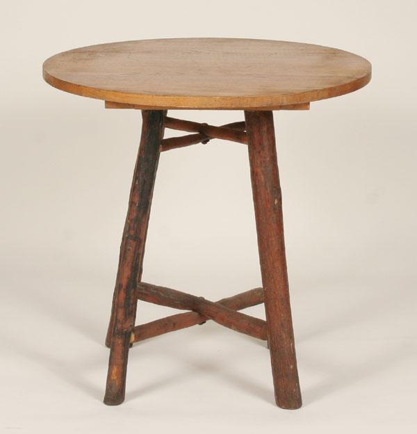 Appraisal: Round top hickory side lamp table H x dia