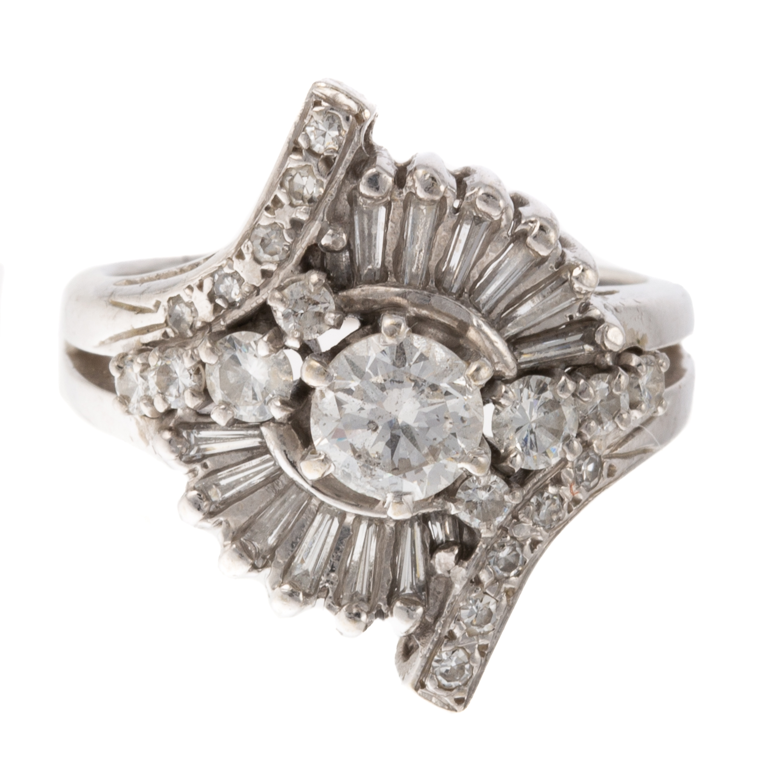 Appraisal: A K WHITE GOLD DIAMOND BYPASS RING K white gold