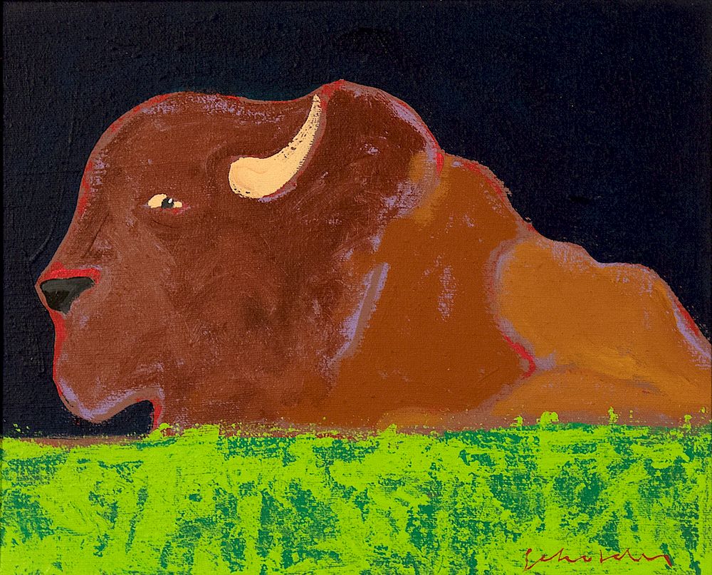 Appraisal: Fritz Scholder Buffalo in Grass FRITZ SCHOLDER - Buffalo in