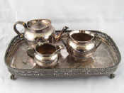 Appraisal: A Victorian Elkington plate three piece bachelor teaset with beaded