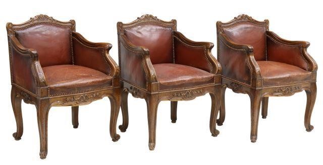 Appraisal: lot of French Louis XV style oak bergeres early th