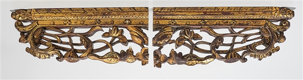 Appraisal: Two Chinese gilt painted carved wood architectural elements x x