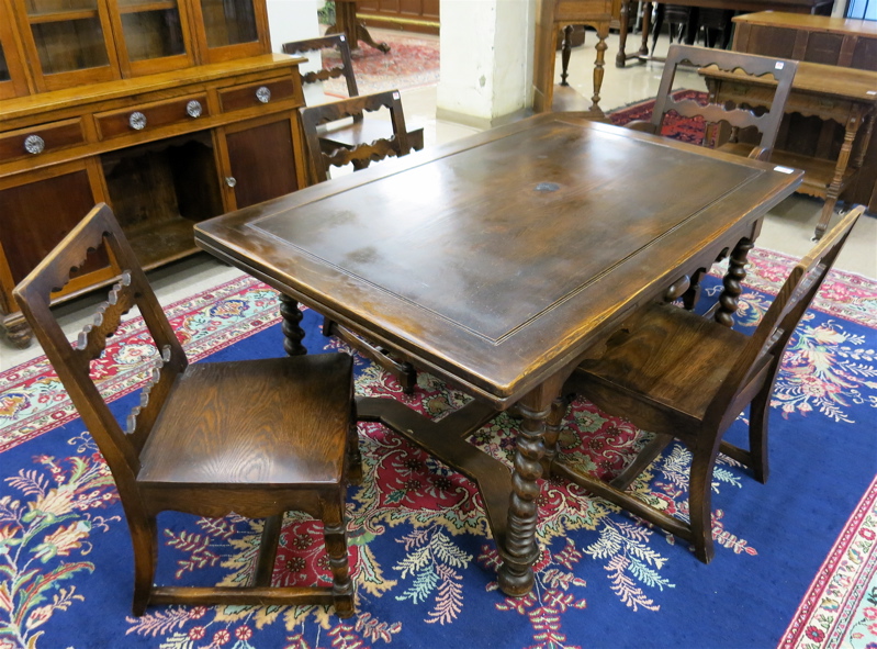 Appraisal: ENGLISH CHARLES II STYLE OAK DINING TABLE AND CHAIR SET