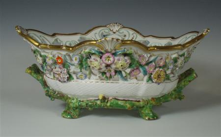 Appraisal: A th century German porcelain basket of shaped oval form