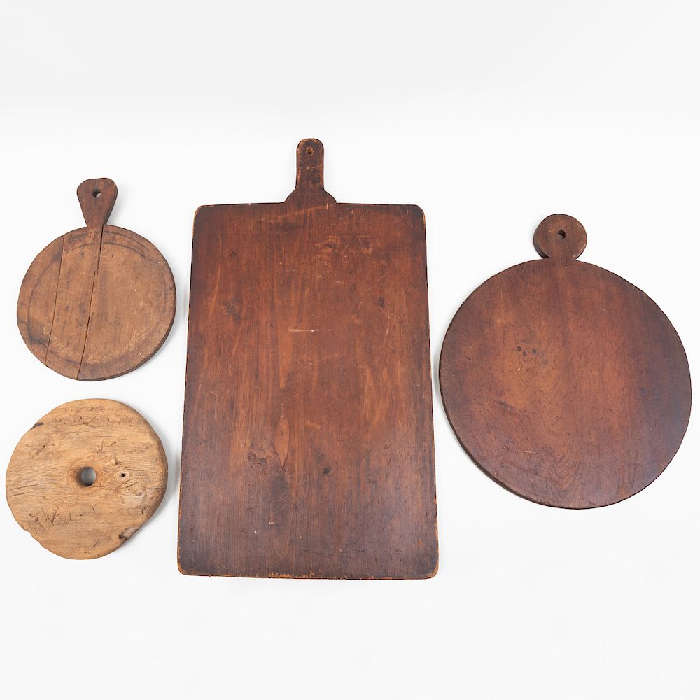 Appraisal: Group of Three Wood Cutting Boards and a Wood Cog