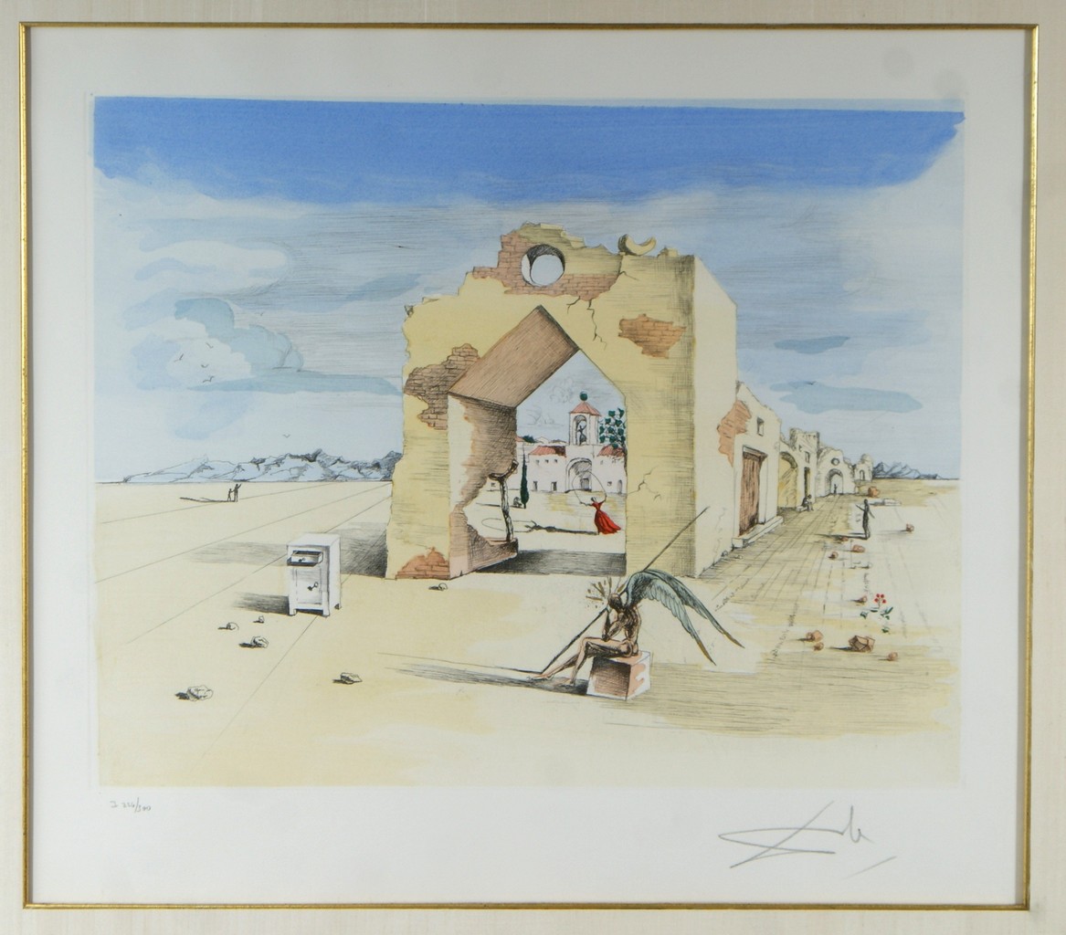 Appraisal: After Salvador Dali colored etching Paranoiac Village dated on a