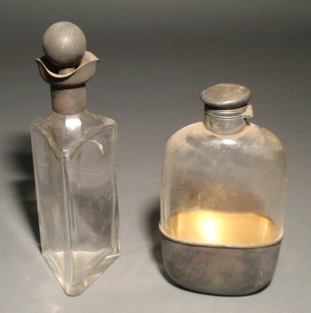 Appraisal: Sterling silver and glass flask by Gorham h and a