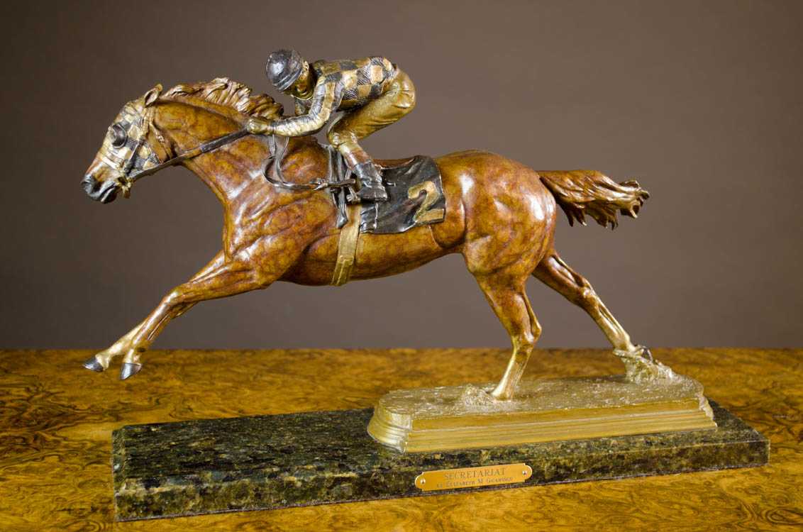 Appraisal: ELIZABETH GUARISCO BRONZE SCULPTURE Louisiana born Secretariat the prize winning