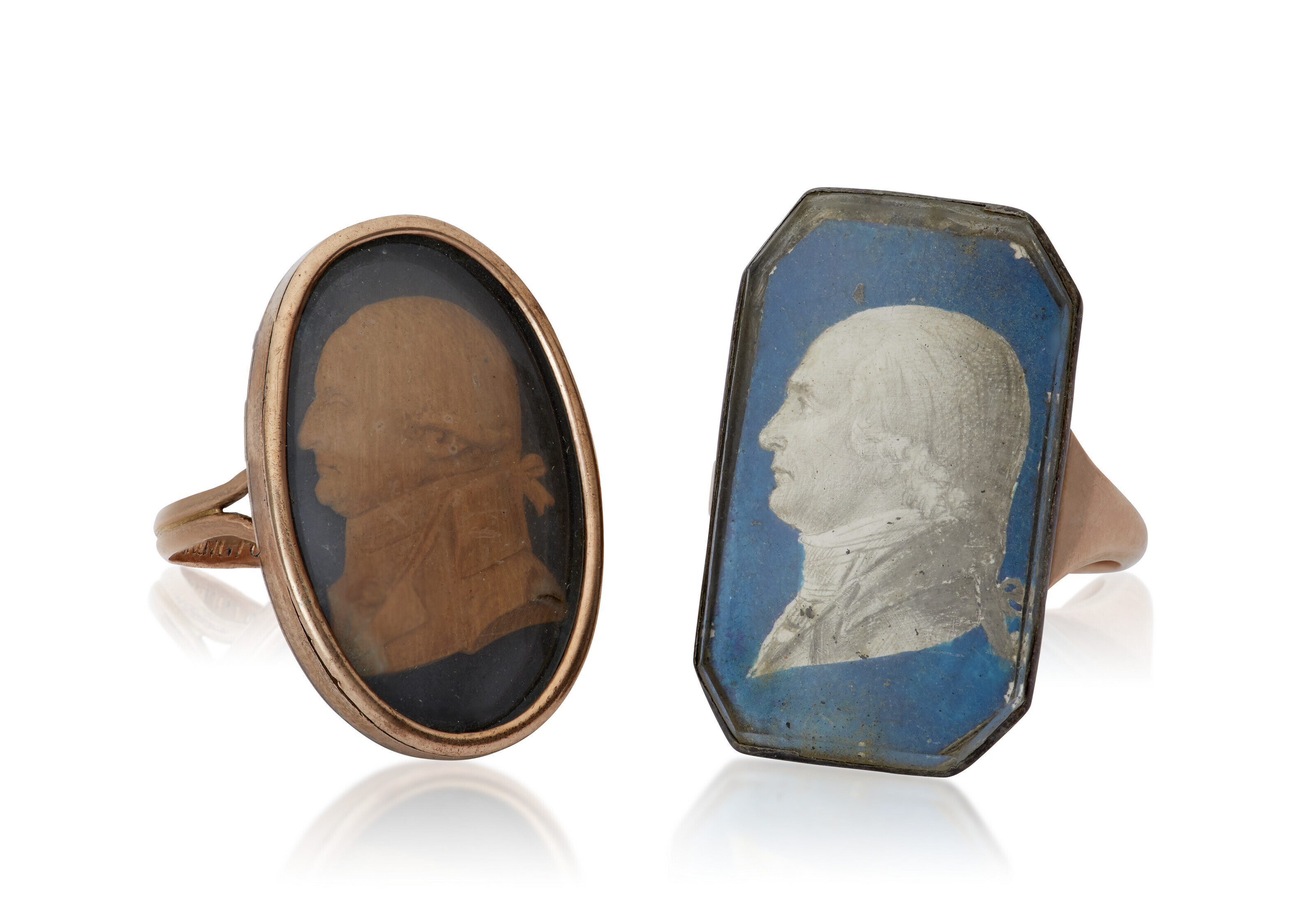 Appraisal: TWO AMERICAN GOLD 'GEORGE WASHINGTON' MOURNING RINGS CIRCA The first