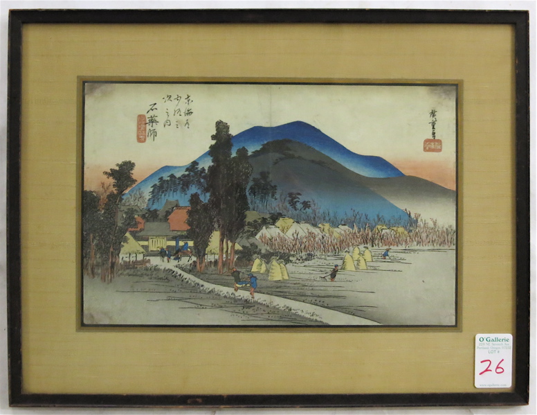 Appraisal: AFTER ANDO HIROSHIGE COLOR WOODCUT Japan - Landscape with village