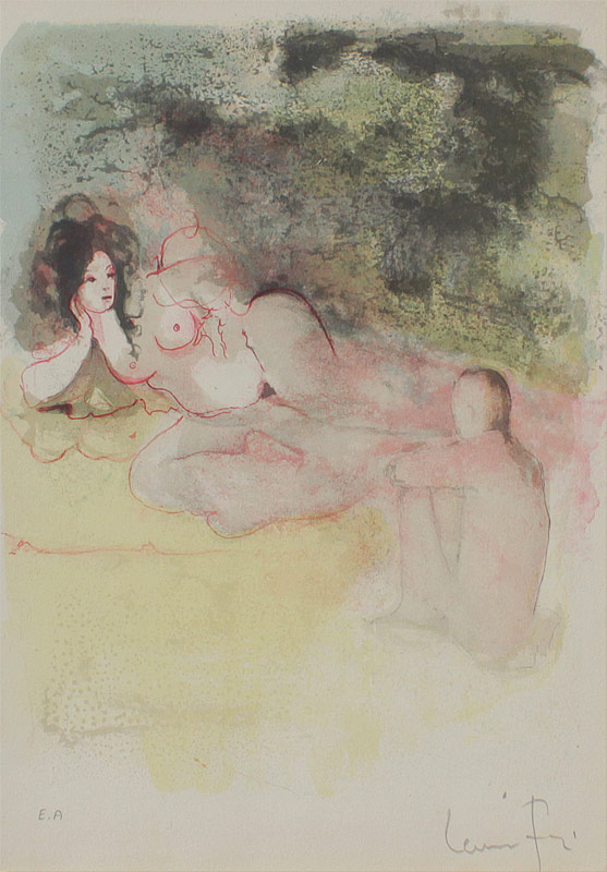 Appraisal: FINI Leonore Argentinian - Female Reclining Nude with Seated Figure