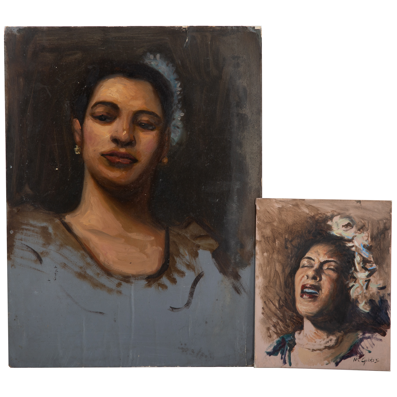 Appraisal: NATHANIEL K GIBBS STUDIES OF BILLIE HOLIDAY OILS American -