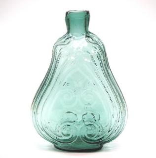 Appraisal: Pattern A mid th century pattern-molded glass Scroll flask Light