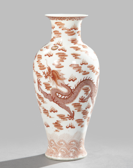 Appraisal: Tao Kuang Rouge de Fer-Decorated White Porcelain Vase second quarter