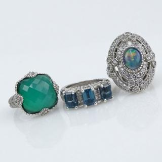 Appraisal: Group of Three Judith Ripka Sterling Silver Gemstone and CZ