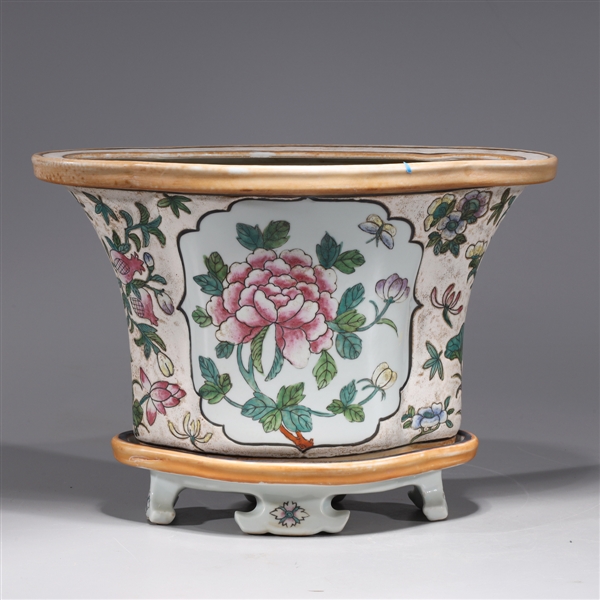 Appraisal: Chinese famille rose enameled porcelain planter with allover floral design