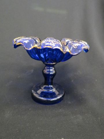 Appraisal: Bohemian Art Glass Compote cobalt with gold trim th century