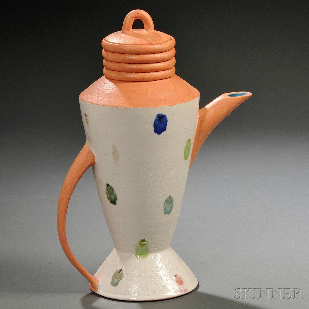 Appraisal: Jamie Walker American b Covered Pitcher Soda-fired stoneware and glaze