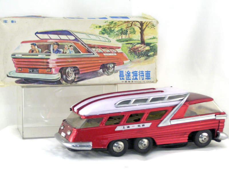 Appraisal: Battery Operated Mystery Action Bus Tin construction body with nice