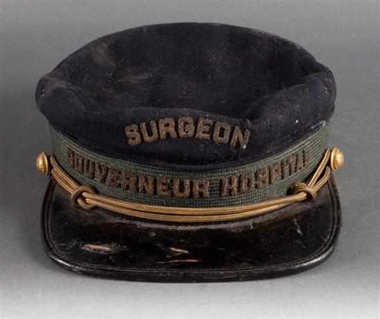 Appraisal: Civil War surgeon's cap from the ''Gouverneur Hospital '' New