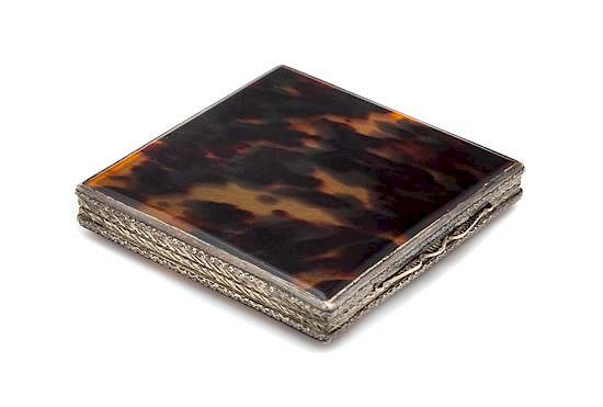 Appraisal: An Italian Silver Mounted Tortoise Shell Compact Fornetti Ugo di