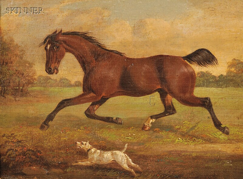 Appraisal: British School th th Century Running Horse and Dog Unsigned