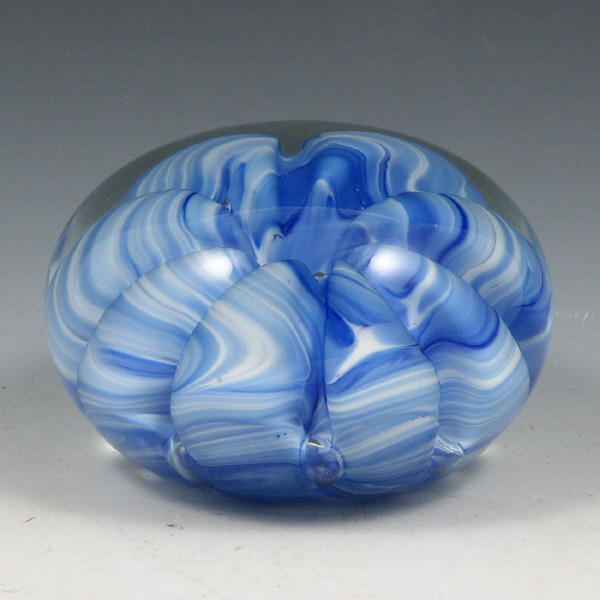 Appraisal: St Clair Joe Blue White Paperweight Joe St Clair paperweight