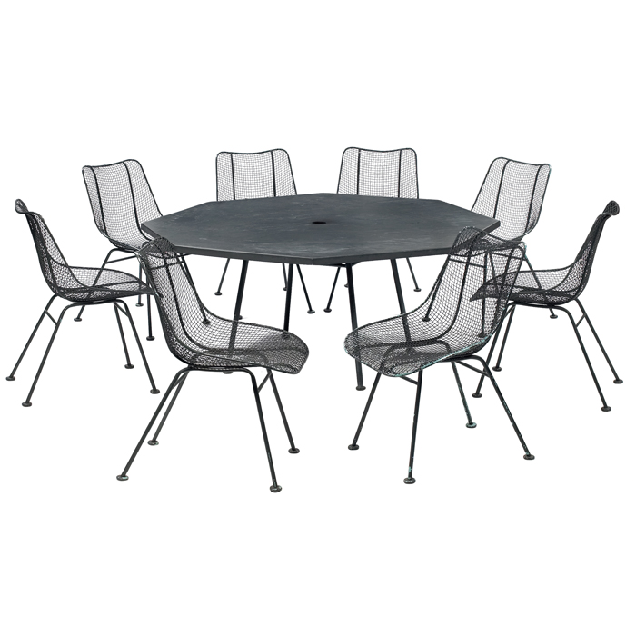 Appraisal: Russel Woodard outdoor dining set table and chairs s octagonal