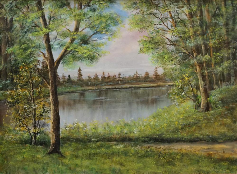 Appraisal: American th Century School Lake Clearing Oil on Canvas Signed