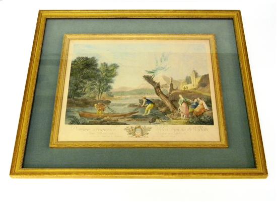 Appraisal: Aliamet Sculpt colored engraving matted and framed under glass a