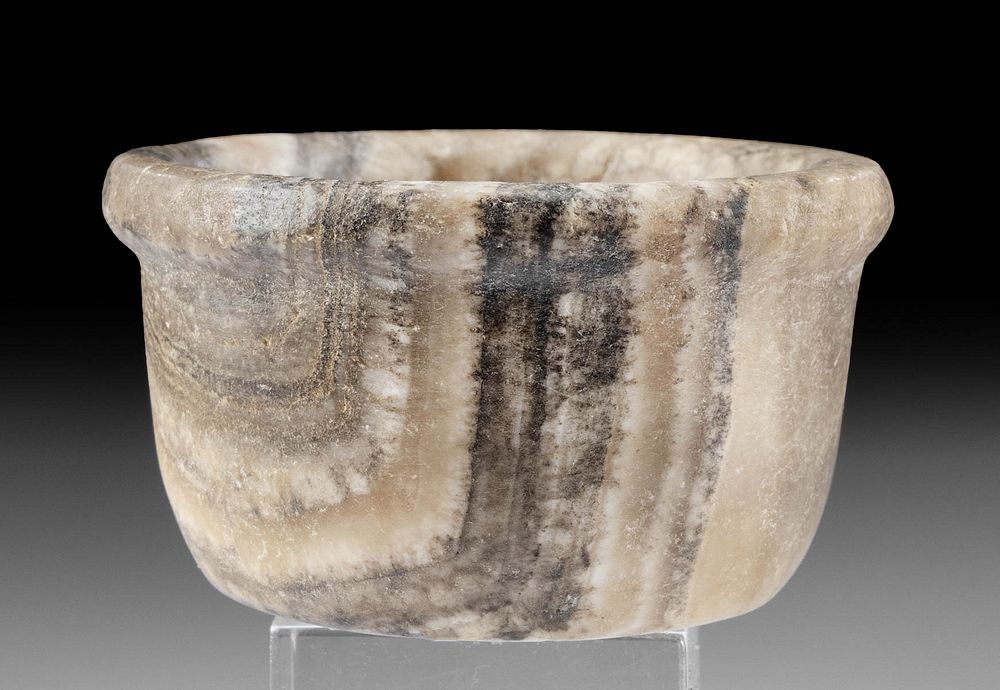 Appraisal: Egyptian Banded Alabaster Dish with Lipped Rim Ancient Egypt Pre-Dynastic