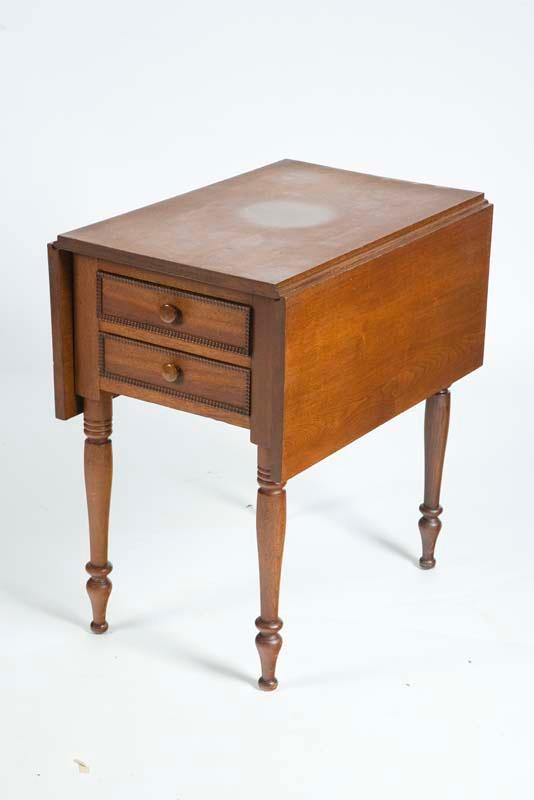 Appraisal: ONE DRAWER STAND Walnut with a wooden pull and turned