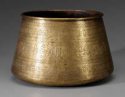 Appraisal: Mamluk Revival Brass Bowl Syrian or Egyptian late th early