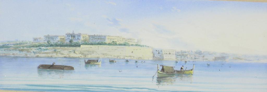 Appraisal: D'ESPOSITO fl circa Malta and In Valetta Harbour watercolour x