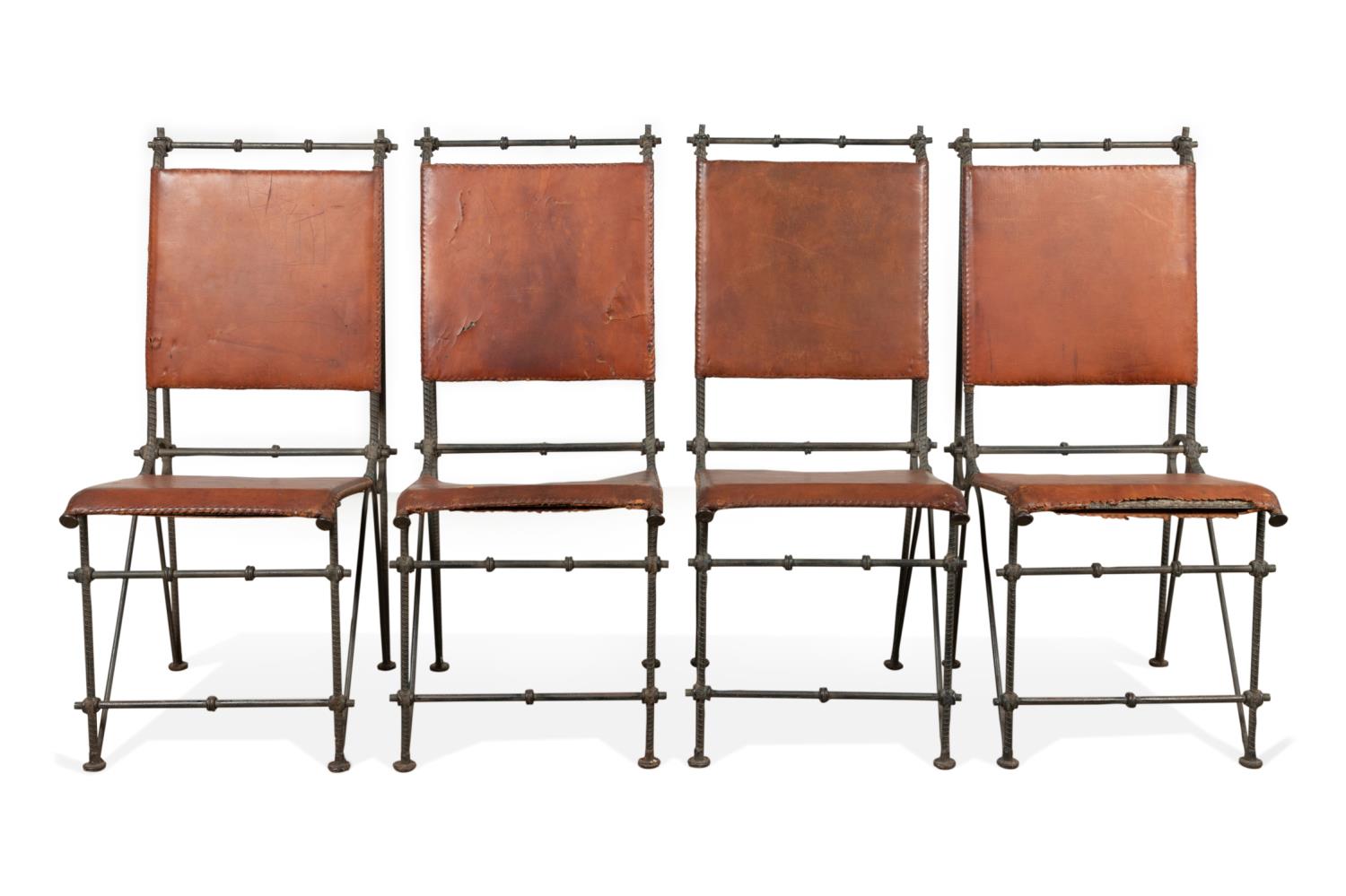 Appraisal: FOUR ATTRIBUTED TO ILANA GOOR IRON CHAIRS Set of four