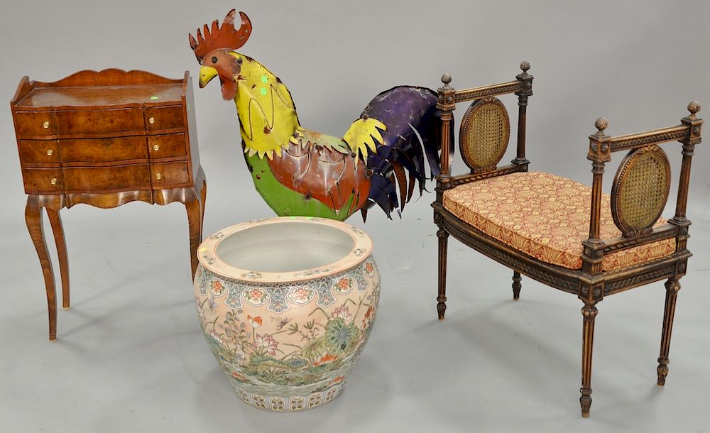 Appraisal: Four piece lot to include metal rooster ht in Louis