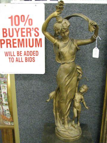 Appraisal: Victorian Art Nouveau Bronzed Statue mother child tall