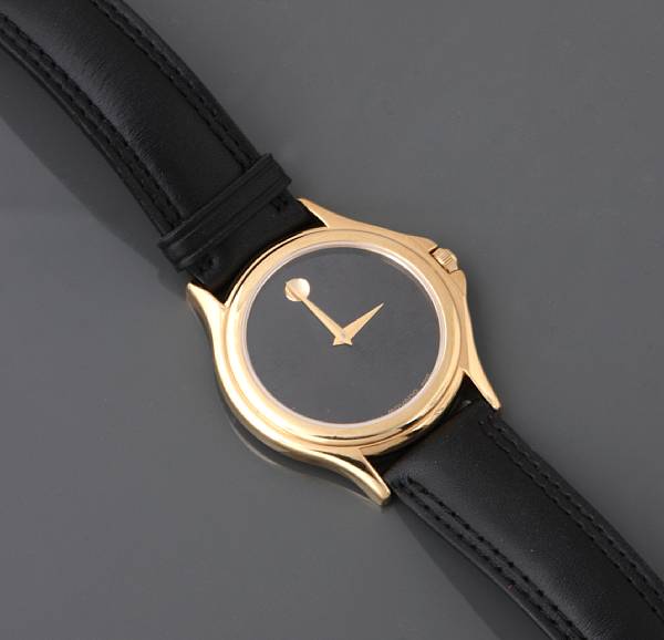 Appraisal: A gent's strap wristwatch Movado Museum model with black dial