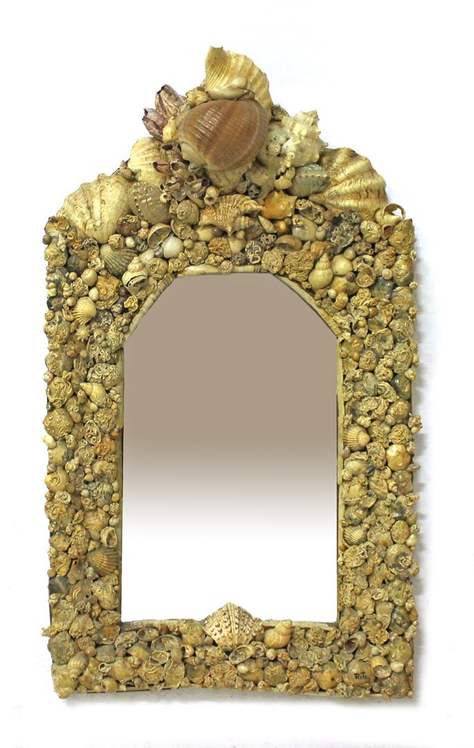 Appraisal: A th century pointed arch top wall mirror extensively mounted