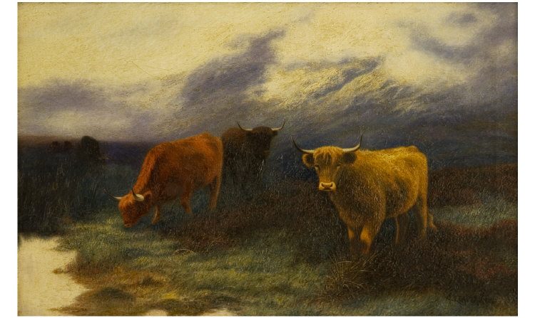 Appraisal: A Leaver Highland Cattle Oil on canvas Signed and dated