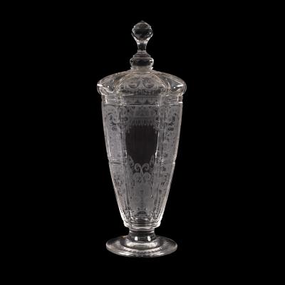 Appraisal: A Lobmeyr glass vase and cover circa of chamfered square