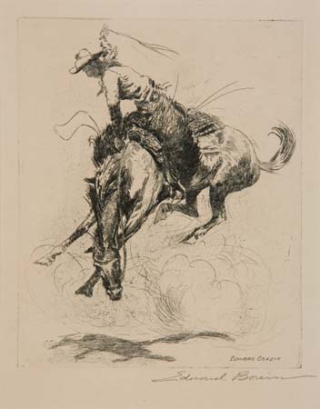 Appraisal: EDWARD BOREIN Who Wins Etching and drypoint x mm x